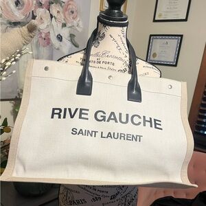 Saint Laurent Rive Gauche Beige and Black Tote